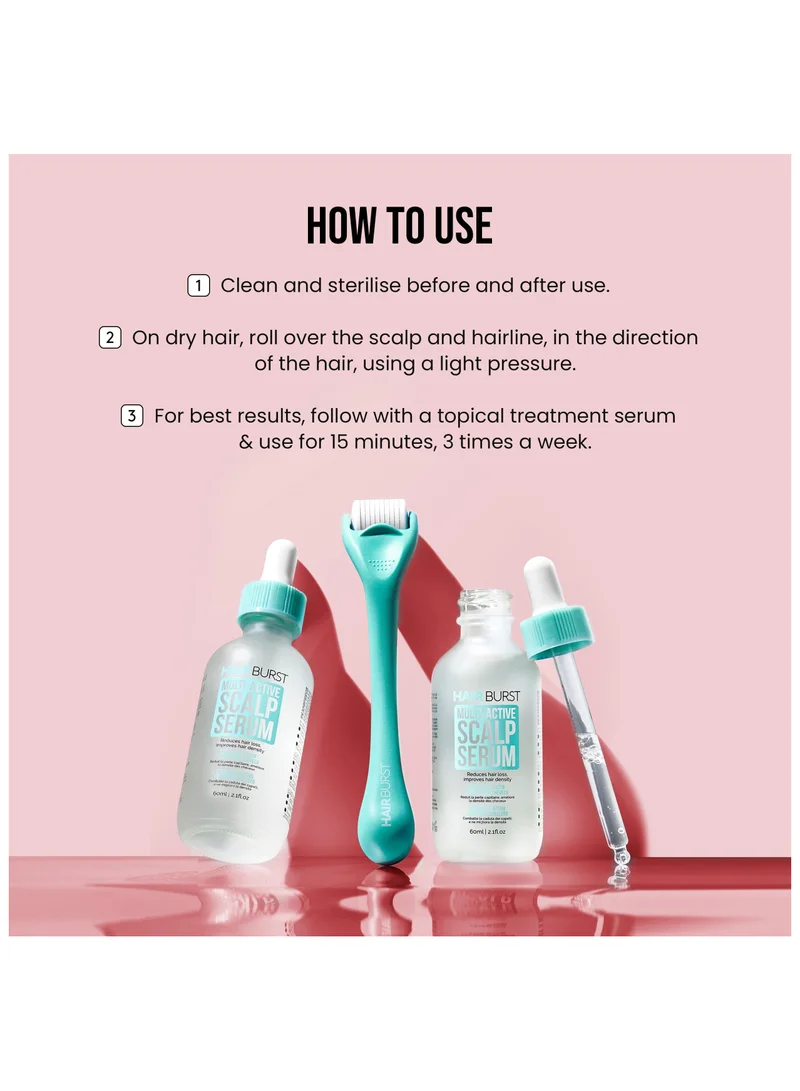 HAIR BURST Premium Microneedling Roller for Hair Growth — 0.25mm Dermaroller - Stimulates Scalp & Boosts Collagen Production - Ideal Micro Needling Tool for Women & Men With Thinning Hair