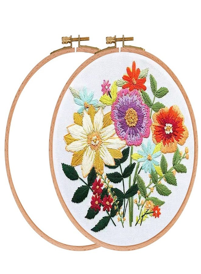 GuoFa Wooden 7Inch Embroidery Hoops,2 Pieces Natural Beech Wood Embroidery Frame, Decorative Hanging Cross Stitch Hoops Frames for Christmas Embroidery Supplies - Image 1