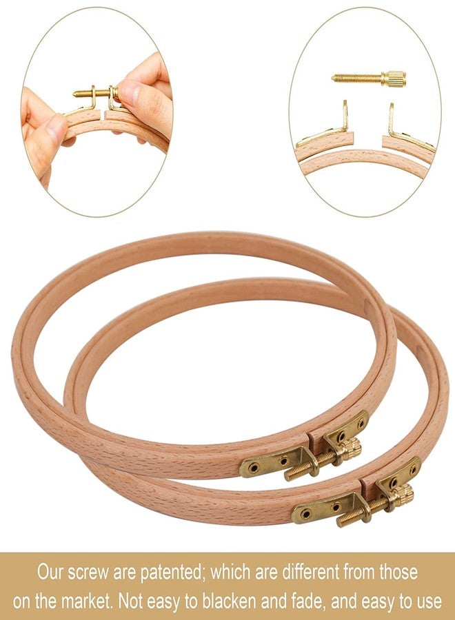 GuoFa Wooden 7Inch Embroidery Hoops,2 Pieces Natural Beech Wood Embroidery Frame, Decorative Hanging Cross Stitch Hoops Frames for Christmas Embroidery Supplies - Image 3