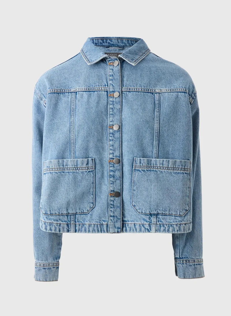 Matalan Blue Mid Wash Denim Shacket