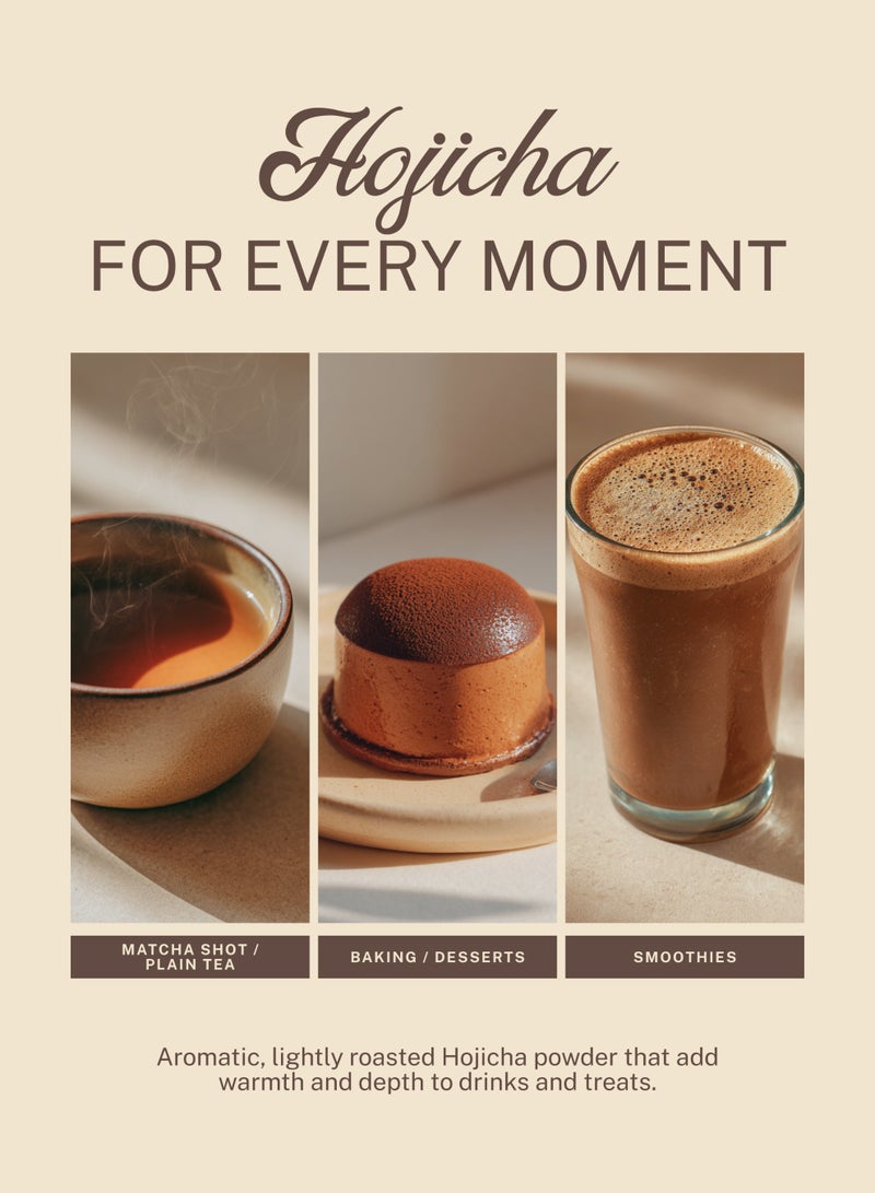 Elephant & Fig Tree Organic Japanese Hojicha Roasted Green Tea Powder 30g – Premium Natural Superfood for Lattes, Tea & Desserts - Image 5