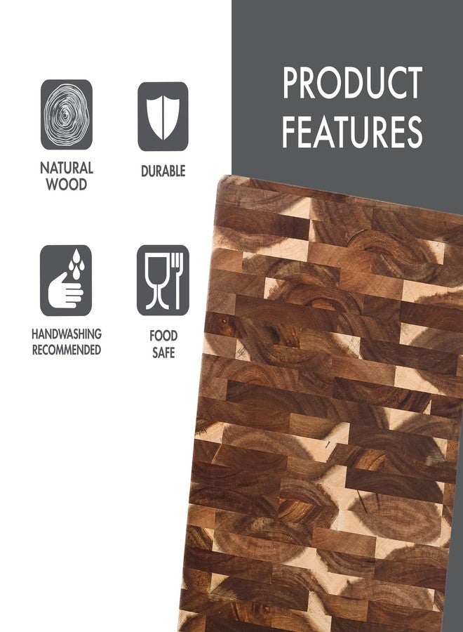 Dexas Acacia End Grain Reversible Butcher Block Cutting Board - 11.8" x 16.14" | Heavy-Duty Wood Chopping Board with Recessed Finger Grips - Image 5