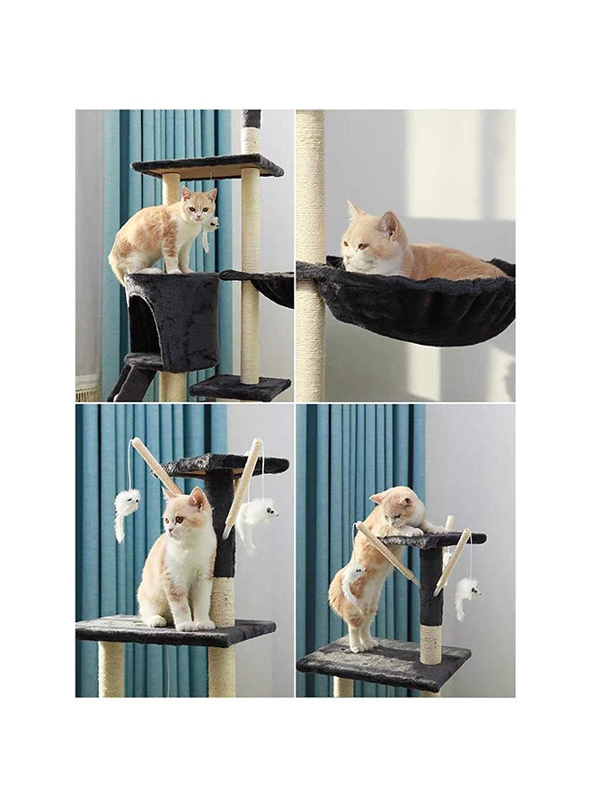 Kidle Multi-Layer Cat Tree House With Hanging Kitten Toy Black/White 50x35x138cm - Image 5