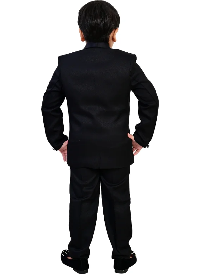 BT DEZINES Boys Black Cotton Blend 5-Piece Suit Set