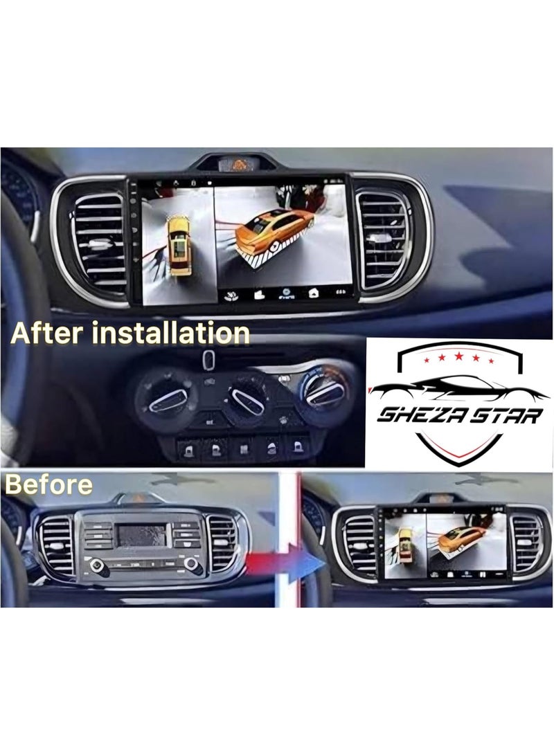 SHEZA STAR Android Car Stereo for KIA PEGAS 2012-2017 4GB RAM 64GB ROM Support Carplay, M-Link Wi-Fi BT, Radio GPS, 9 Inch IPS.QLED, Fast interface, Touch Screen with 360D Camera Included - Image 2