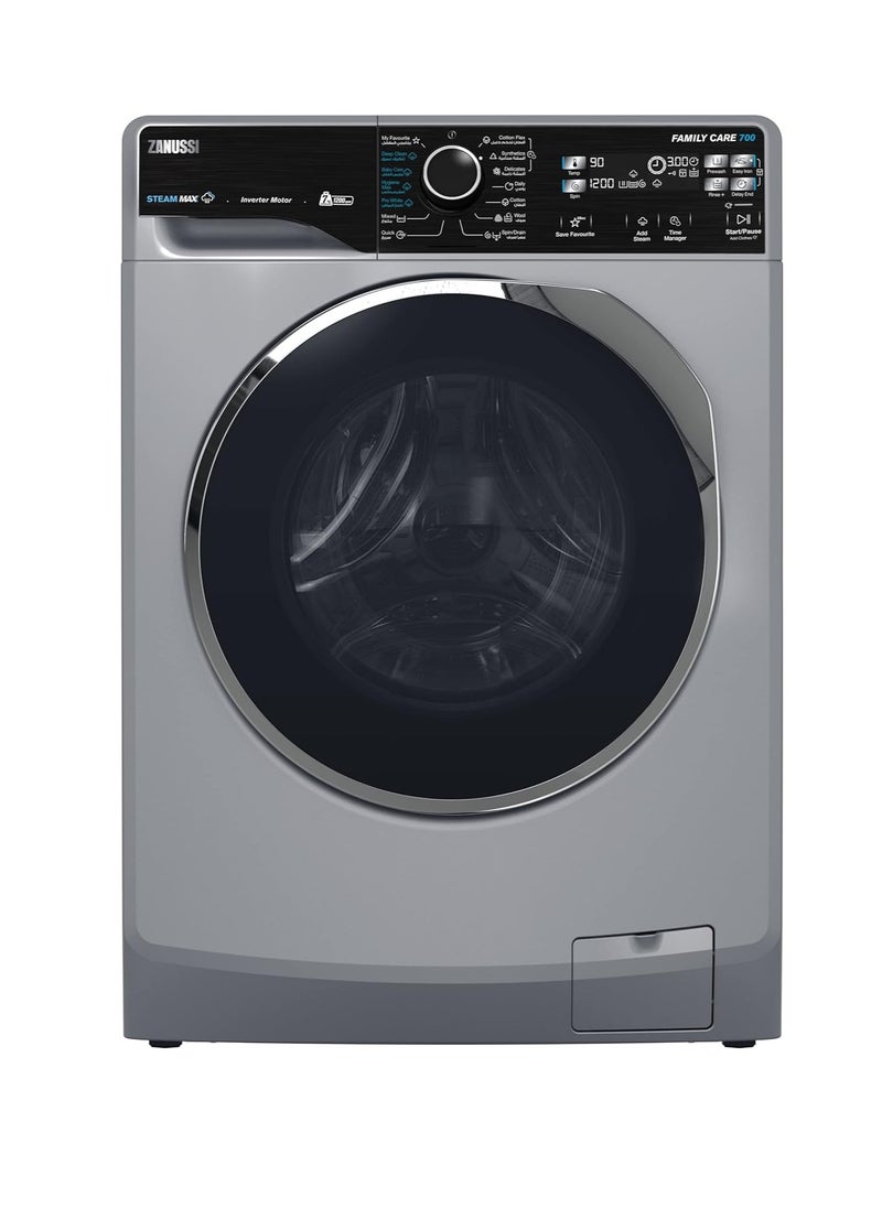 ZANUSSI washing machine7kg Steam Max front load-1200 RPM - Silver -ZWF7221SL7 