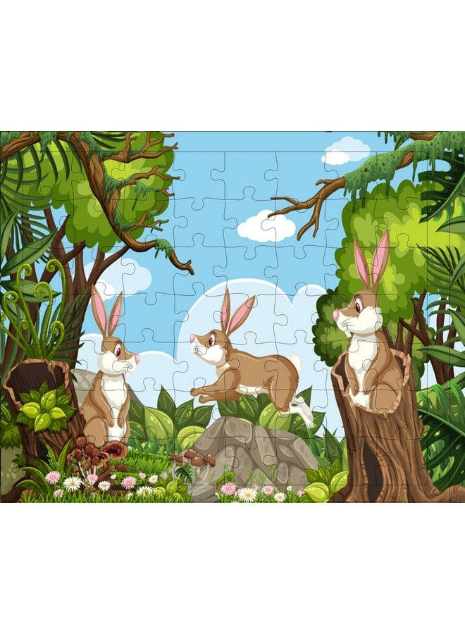 Fiddlys 54 Pcs Wood Jigsaw Puzzles for Kids & Children Age 6+ Animal World and Sea World (Duck + Bunny) - Image 2
