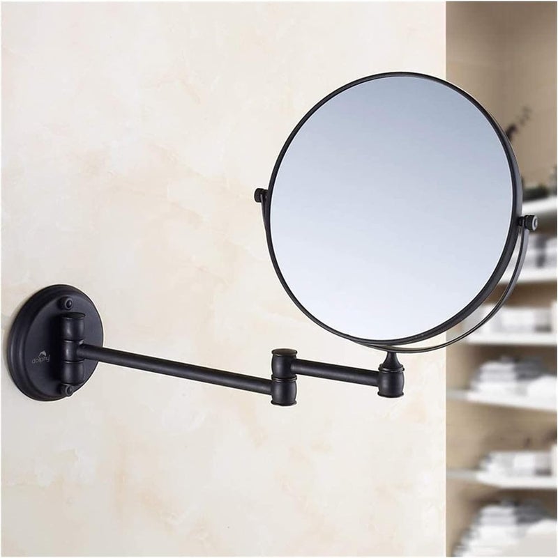 DOLPHY Black 5X Magnifying Shaving Makeup Mirror 8 Inch Round Wall Mount Framed - Image 2