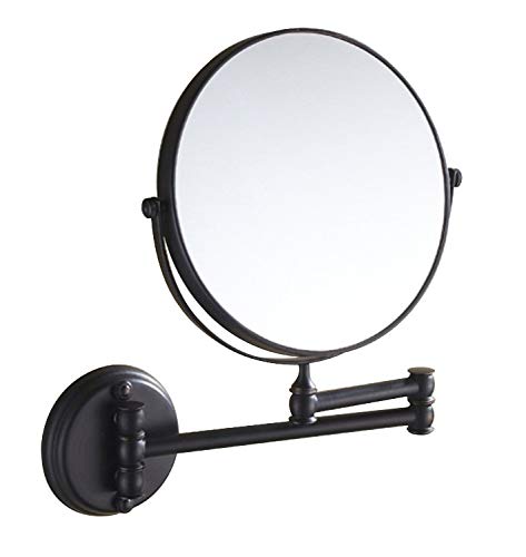 DOLPHY Black 5X Magnifying Shaving Makeup Mirror 8 Inch Round Wall Mount Framed - Image 1