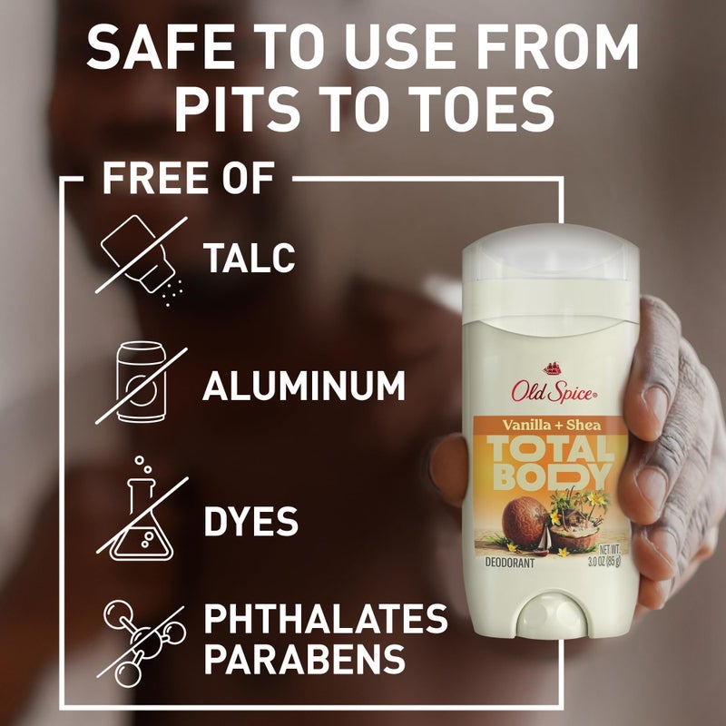 Old Spice Whole Body Deodorant Stick for Men, Aluminum Free, Vanilla + Shea Scent, 24/7 Odor Protection, 24/7 Lasting Freshness, Dermatologist Tested, Gentle on Skin, Safe to Use All Over, 3.0 oz - Image 4