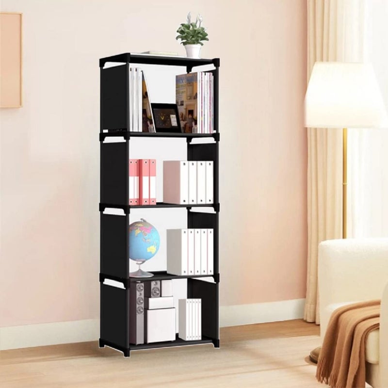 RIDHAAN Bookshelf for Home Furniture Sleek Cabinet Shelves for Bedroom Office and Living Room Black - Image 1