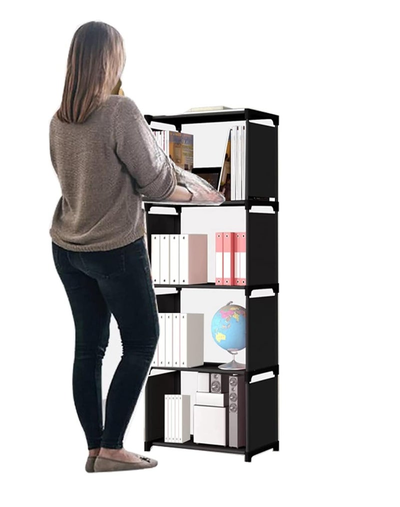 RIDHAAN Bookshelf for Home Furniture Sleek Cabinet Shelves for Bedroom Office and Living Room Black - Image 3