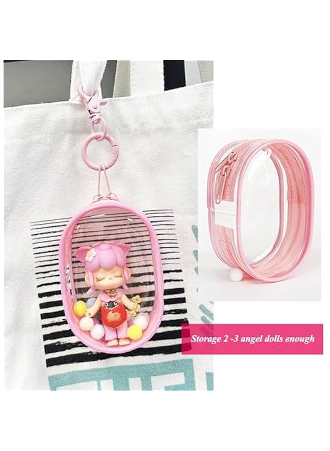 Arabest 2Pcs Clear Figure Display Case with Keychain for Figurine, Keychain Pouch Blind Box Carrying Case for Collectors  - Image 2