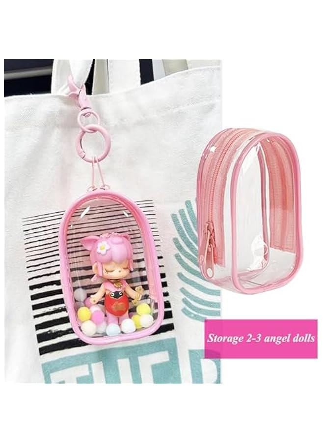 Arabest 2Pcs Clear Figure Display Case with Keychain for Figurine, Keychain Pouch Blind Box Carrying Case for Collectors  - Image 3