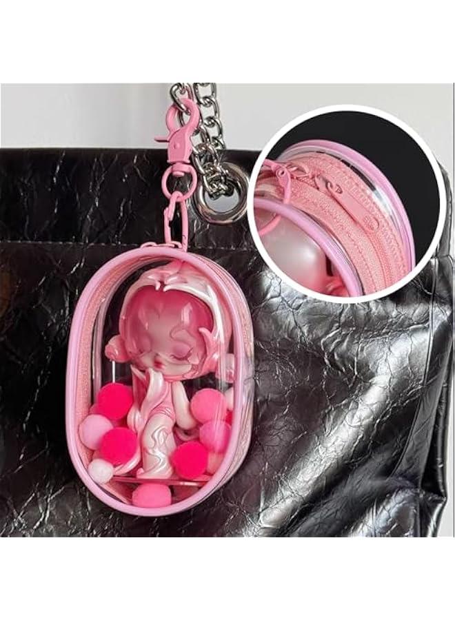 Arabest 2Pcs Clear Figure Display Case with Keychain for Figurine, Keychain Pouch Blind Box Carrying Case for Collectors  - Image 4