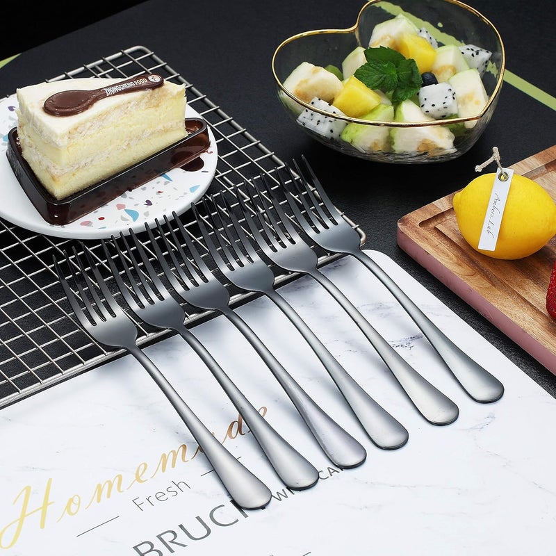 Kyraton Black Dinner Forks - 6 Piece Set, Stainless Steel 8.17 Inch Forks with Titanium Plating - Image 3