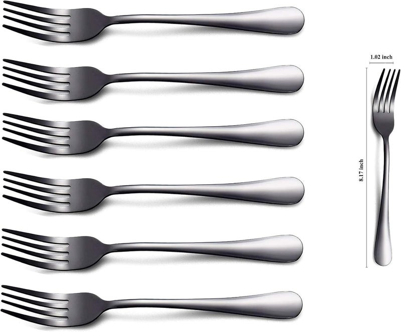 Kyraton Black Dinner Forks - 6 Piece Set, Stainless Steel 8.17 Inch Forks with Titanium Plating - Image 2