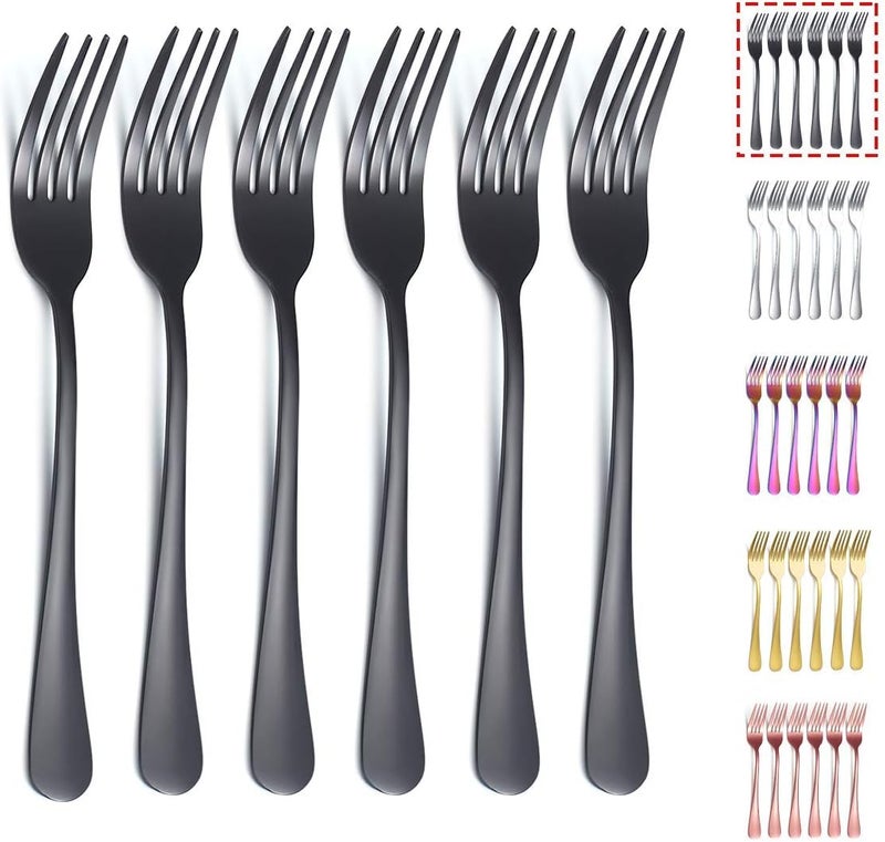 Kyraton Black Dinner Forks - 6 Piece Set, Stainless Steel 8.17 Inch Forks with Titanium Plating - Image 1
