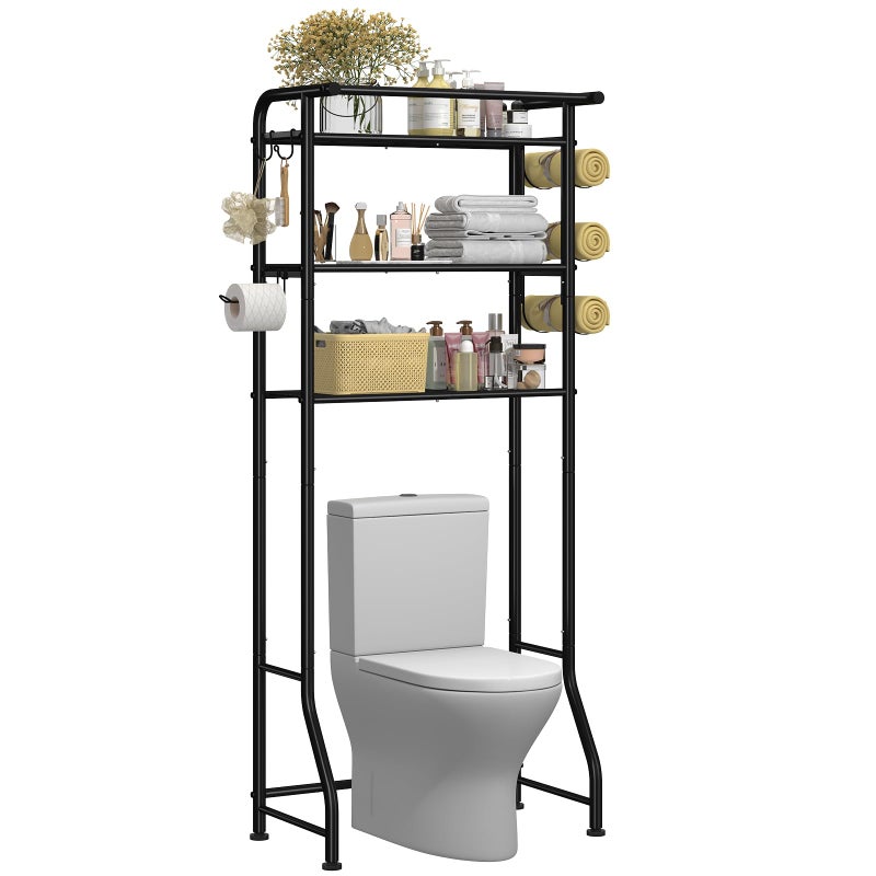 Simple Trending 3 Tier Over The Toilet Rack Shelf Bathroom Bathroom Stand Organizer Space Saver Black