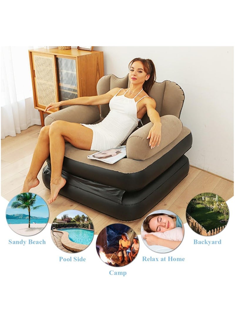 DubaiGallery - Multifunctional 5-in-1 Inflatable Sofa with L-shaped Armrest,Portable Sofa, Air Chaise Lounge, Lazy Couch for Indoor & Outdoor - Image 1
