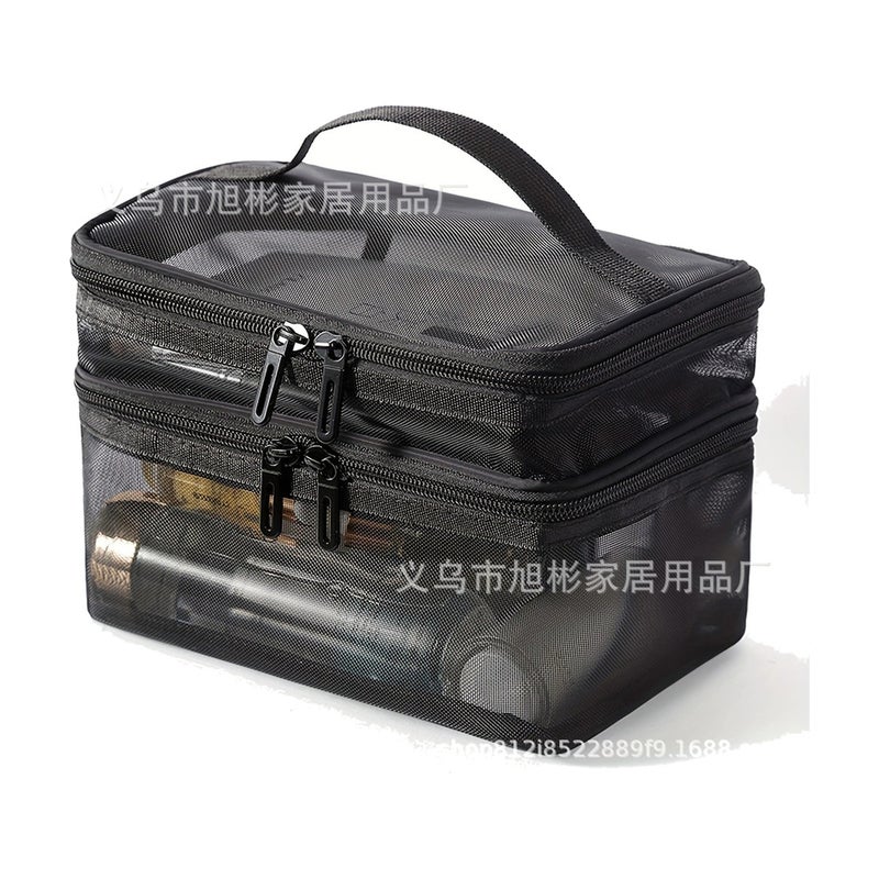 Large Capacity Cosmetic Organizer and Portable Pouch Travel Makeup Bag in Black for cosmetics - Image 1
