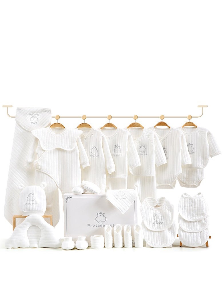 MIXDE 28PCS Newborn Baby Gift Set, Newborn Layette Gift Set for Boys and Girls, Babies Essential Clothes Accessories with Baby Blanket, 100% Premium Cotton, for Spring Summer Autumn Winter Four Seasons 