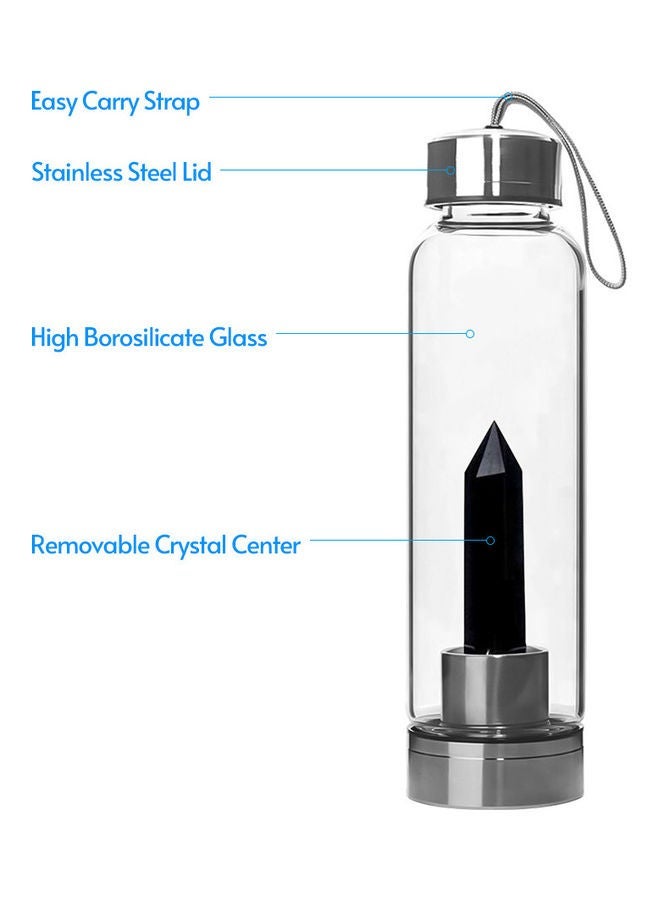 NIBEMINENT Water Bottle with Removable Gemstone Black - Image 3