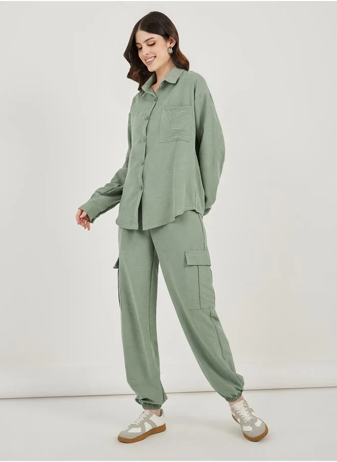 Styli Oversized Flap Pocket Shirt and Joggers Co-Ords