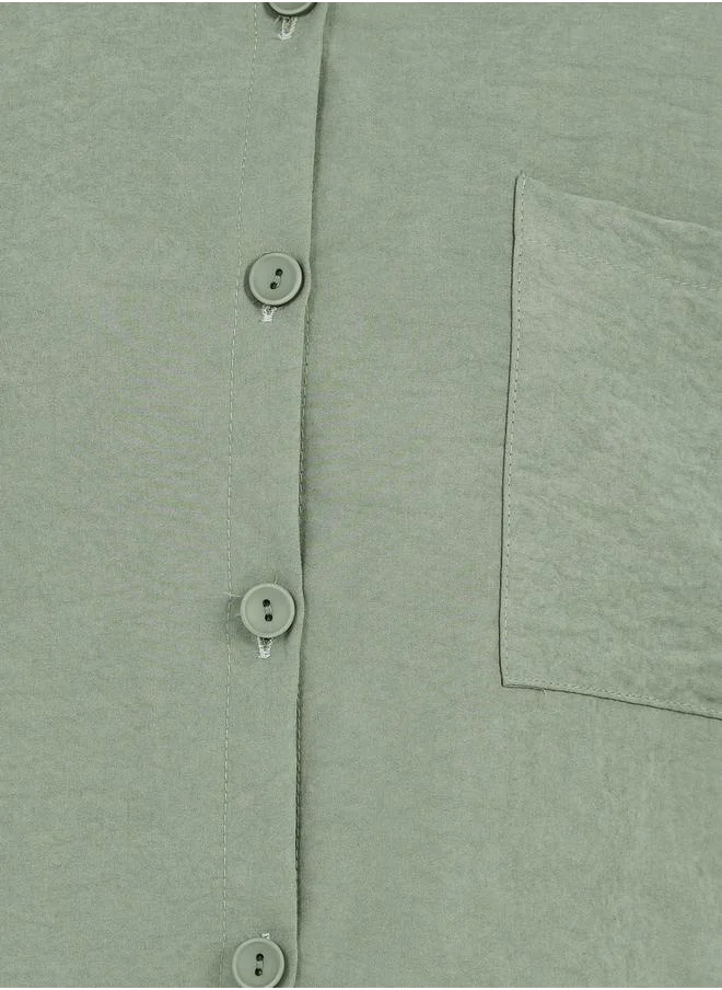 ستايلي Oversized Flap Pocket Shirt and Joggers Co-Ords