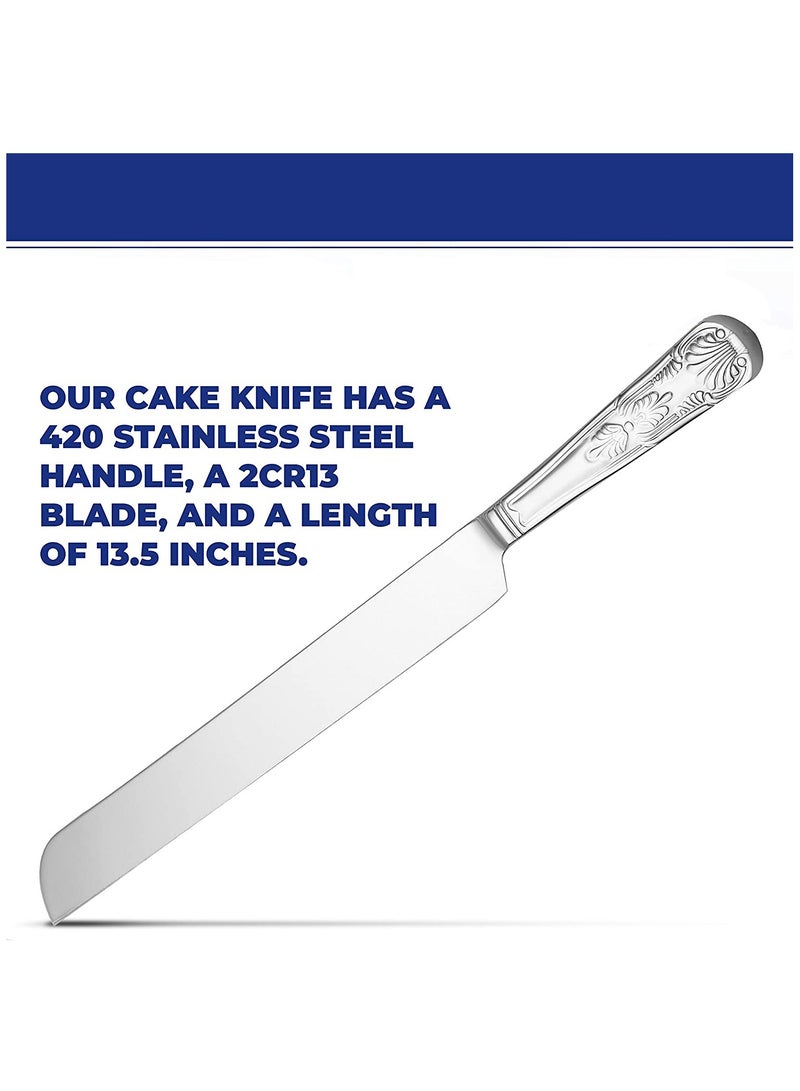 SOLARAE Set of 2 Rustic Silver Wedding Cake Knife and Serving Set for Weddings, Parties, Birthdays, and Anniversaries - Perfect Rustic Touch for Your Special Day - Image 4