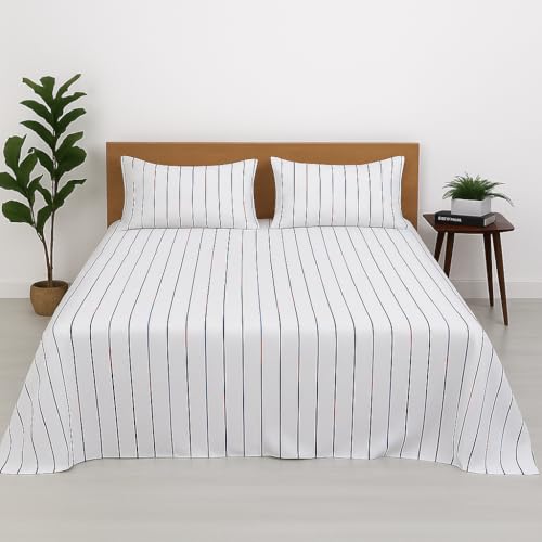 Bhoomi Impex Luxury Cotton Bedsheets - Double Size 90 x 100 Inches - Soft, Lightweight & Wrinkle-Free - Includes 2 Pillow Covers - Light Blue - Image 1