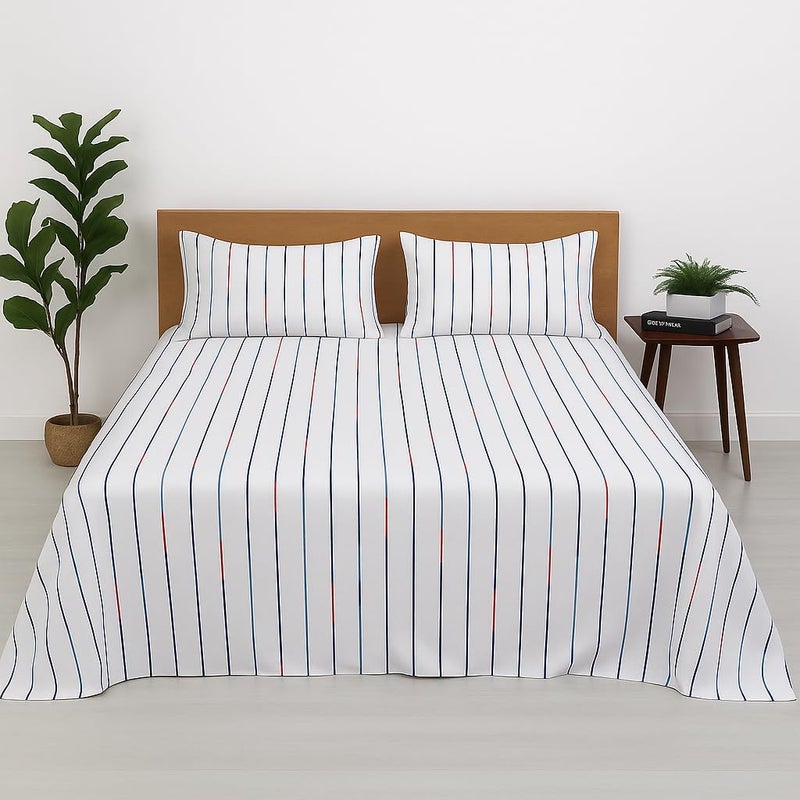 Bhoomi Impex Luxury Cotton Bedsheets - Double Size 90 x 100 Inches - Soft, Lightweight & Wrinkle-Free - Includes 2 Pillow Covers - Light Blue - Image 3
