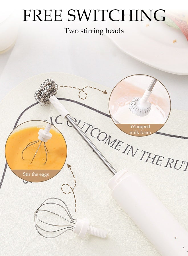 DUNISO Electric Milk Frother Rechargeable Ultra Fast Handheld Drink Mixer with Stand Powerful 2 Heads 3 Speeds Fast Handheld Milk Frother Mini Waterproof Detachable Drink Mixer Foamer for Milk，Latte, Cappuccino, Hot Chocolate, Egg  - Image 3