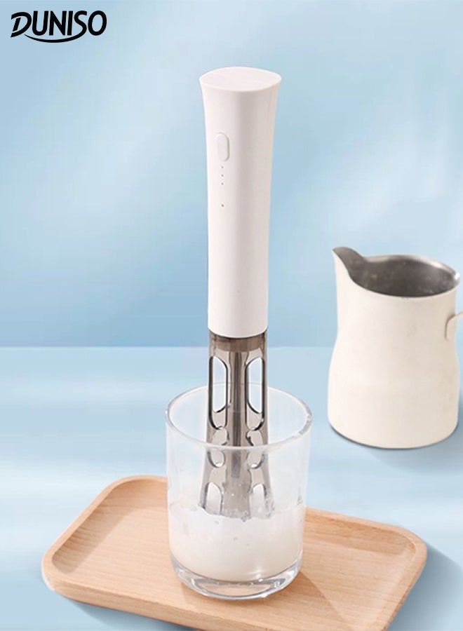 DUNISO Electric Milk Frother Rechargeable Ultra Fast Handheld Drink Mixer with Stand Powerful 2 Heads 3 Speeds Fast Handheld Milk Frother Mini Waterproof Detachable Drink Mixer Foamer for Milk，Latte, Cappuccino, Hot Chocolate, Egg  - Image 1