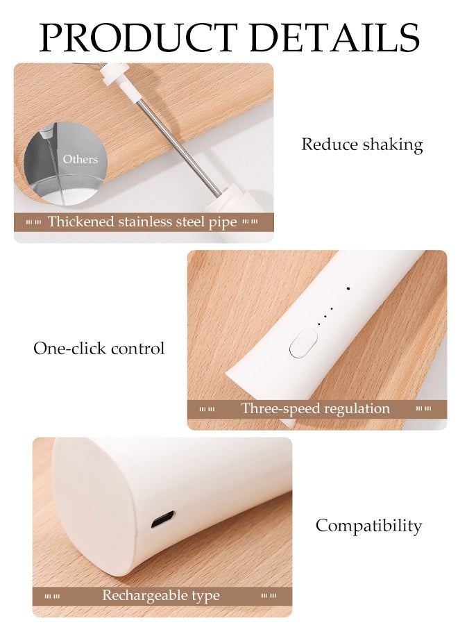 DUNISO Electric Milk Frother Rechargeable Ultra Fast Handheld Drink Mixer with Stand Powerful 2 Heads 3 Speeds Fast Handheld Milk Frother Mini Waterproof Detachable Drink Mixer Foamer for Milk，Latte, Cappuccino, Hot Chocolate, Egg  - Image 5
