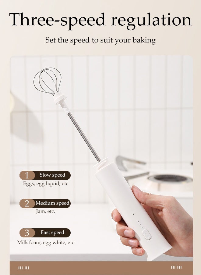 DUNISO Electric Milk Frother Rechargeable Ultra Fast Handheld Drink Mixer with Stand Powerful 2 Heads 3 Speeds Fast Handheld Milk Frother Mini Waterproof Detachable Drink Mixer Foamer for Milk，Latte, Cappuccino, Hot Chocolate, Egg  - Image 2