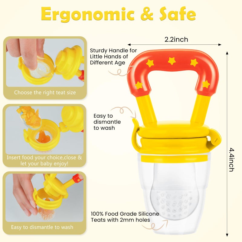WAJIAYON Baby Fruit Feeder/Food Feeder Pacifier (3 Pack)- Infant Teething Toys | Fruit Pacifier Feeder | Silicone Teether Feeder Baby | Baby Feeding Essentials | Food Pacifier for Babies - Image 4