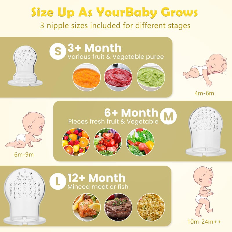 WAJIAYON Baby Fruit Feeder/Food Feeder Pacifier (3 Pack)- Infant Teething Toys | Fruit Pacifier Feeder | Silicone Teether Feeder Baby | Baby Feeding Essentials | Food Pacifier for Babies - Image 5