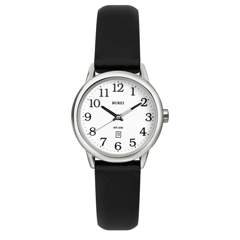 BUREI Womens Black Leather Watches Simple Fashion Watches Easy Read Mothers Day Gifts for Mom - Image 2
