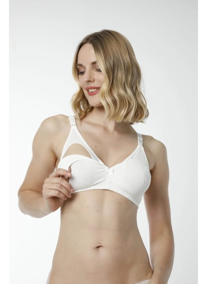 HMD Women's 3-Piece Ecru 100% Cotton Nursing Bra & Comfortable Texture 6010-3