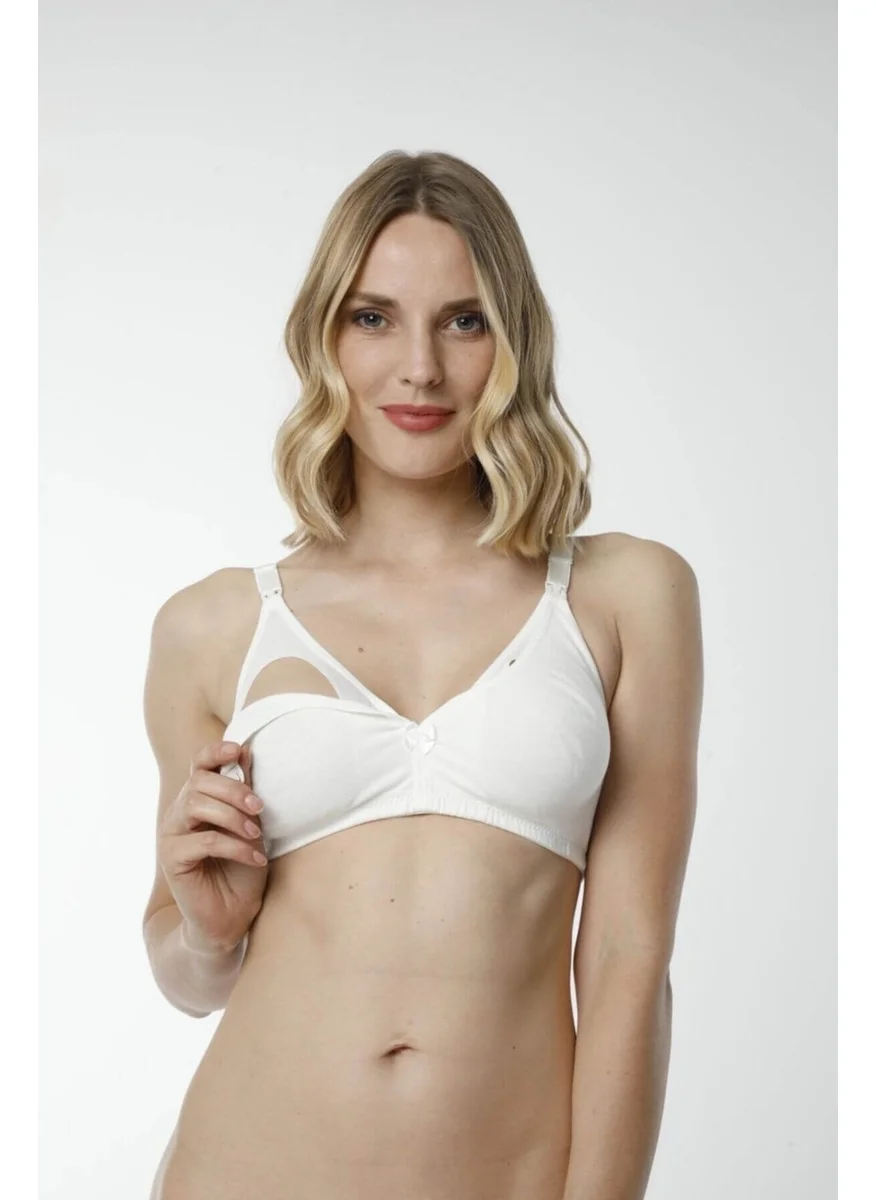 HMD Women's 3-Piece Ecru 100% Cotton Nursing Bra & Comfortable Texture 6010-3