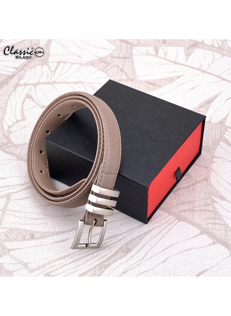 Classic Milano Dusky Brown (SGPU34) Classic Milano Women's Belt with Gift Box; Faux Leather Ladies Belt for Dresses, Jeans & Gowns; Stylish Womens Belt; Adjustable Girls Belt; Belt for Women | Full Length: 110 CM (Free Size - Fits up to the waist of 40 Inches / 100 CM) for Women | Best Price UAE