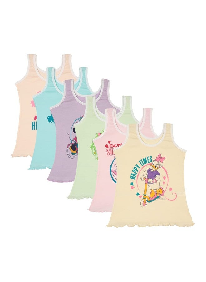 BODYCARE Girls Vest Round Neck Sleeveless Minnie & Friends Pack of 6-Assorted - Image 1