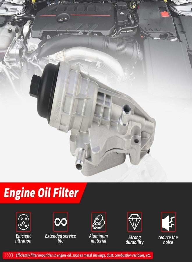 MUNIK 2701800500 Engine Oil CoolerFor Mercedes Benz 2012-2019 A,B,CLA,GLA Class A180,A200,A260,B180,B200,B260,CLA180,CLA200,CLA220,CLA260,GLA200,GLA260 Replact# 2701800610 270180050064 - Image 2