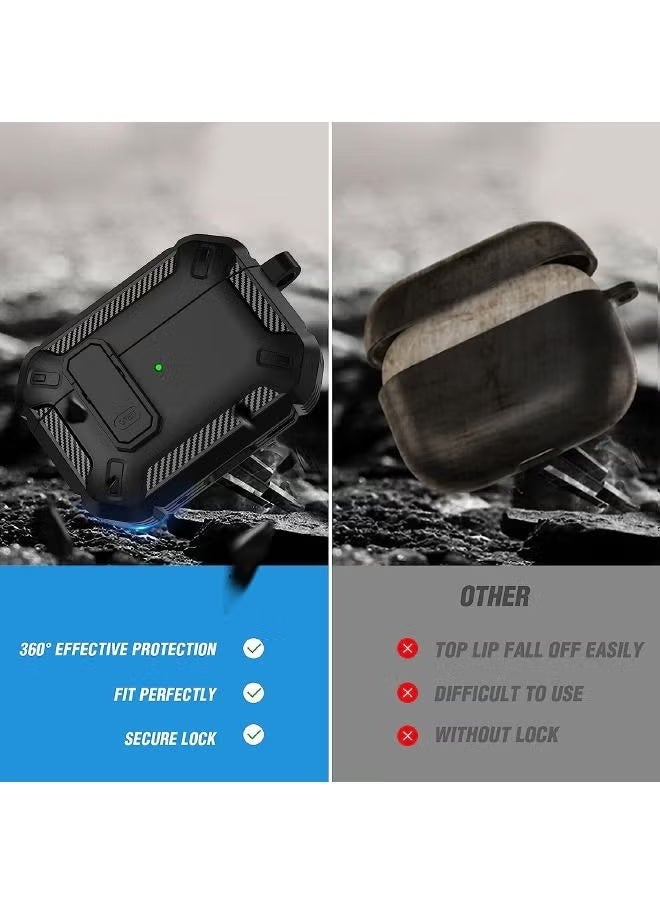 CYSTAR A durable, shockproof, hard-shell case for AirPods Pro 2 with a lockable design and an anti-loss key ring. (Black) - Image 4