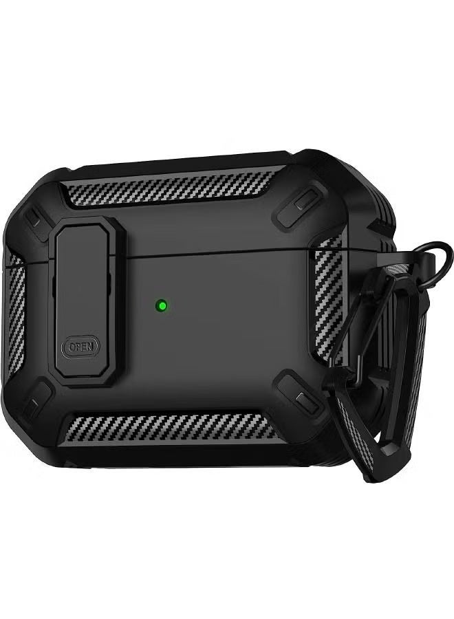 CYSTAR A durable, shockproof, hard-shell case for AirPods Pro 2 with a lockable design and an anti-loss key ring. (Black) - Image 2