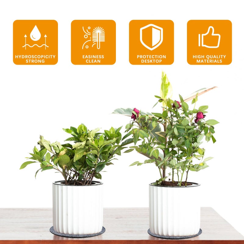 Anpuimult 24 Pcs Absorbent Waterproof Plant Coasters Mat 4 Size 4/6/ 8/10 Inch Reversible Round Fabric Plant Coasters And Plant Saucers For Indoors Plant Mat For Indoor Plants - Image 3