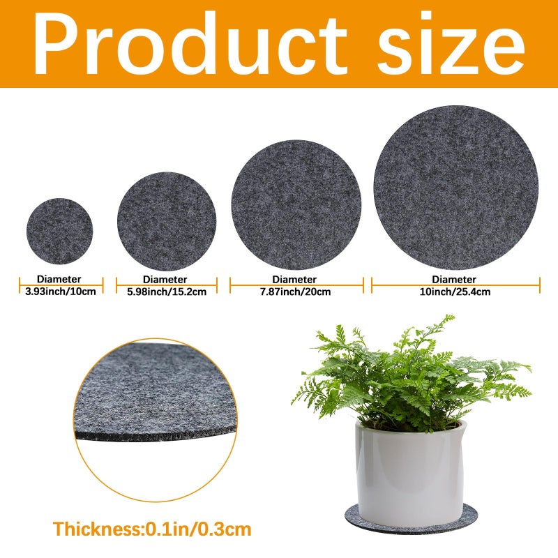 Anpuimult 24 Pcs Absorbent Waterproof Plant Coasters Mat 4 Size 4/6/ 8/10 Inch Reversible Round Fabric Plant Coasters And Plant Saucers For Indoors Plant Mat For Indoor Plants - Image 2