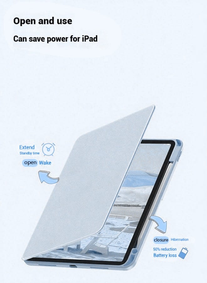 Case for Redmi Pad Se 11-Inch Tablet Cover With Pen Slot/Tablet 360° Rotating Protective Case/Auto Sleep/Wake Slim Stand/Transparent Tpu Protective Case/Free AED29 Anti-Glare Protective Film/Felt Tablet Pouch- Blue - Image 2