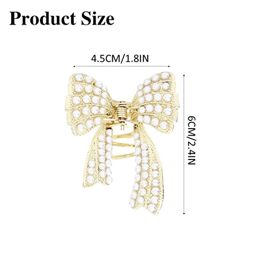 Brinie Pearl Hair Claw Clamps Gold Metal Hair Claw Clips Bowknot Hair Styling Clips Non Slip Jaw Hair Clamps Hair Accessories for Women and Girls (Pack of 2) - Image 5